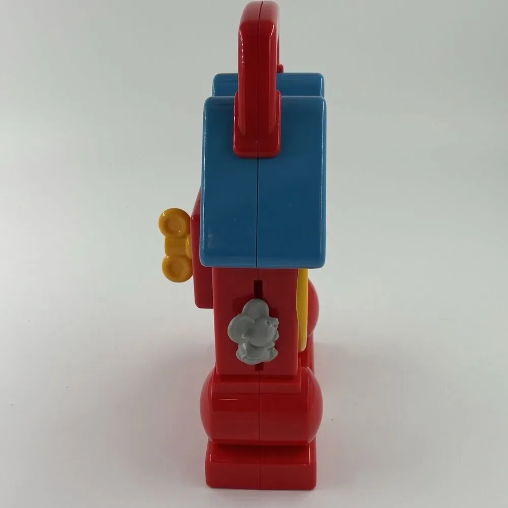 Vintage Fisher Price 1994 Wind-Up Music Teaching Clock Toy Red Blue Works